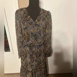 Express Blue Paisley Midi Dress XS
